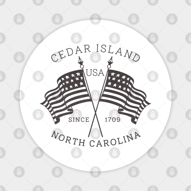 Cedar Island, NC Summertime Vacationing Patriotic Flags Magnet by Contentarama